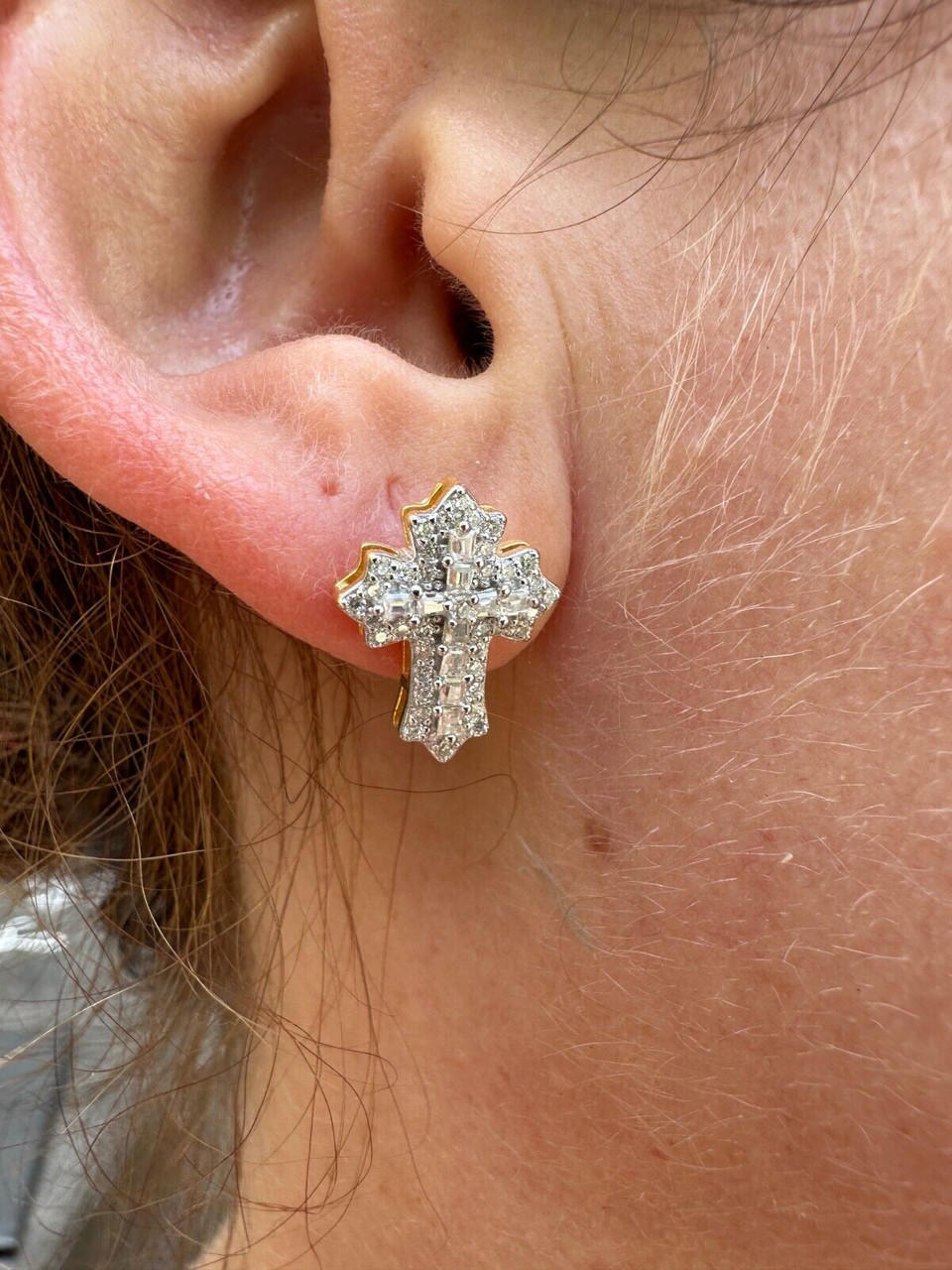 Meteorite Rugged Cross Earrings – Boone Titanium Rings