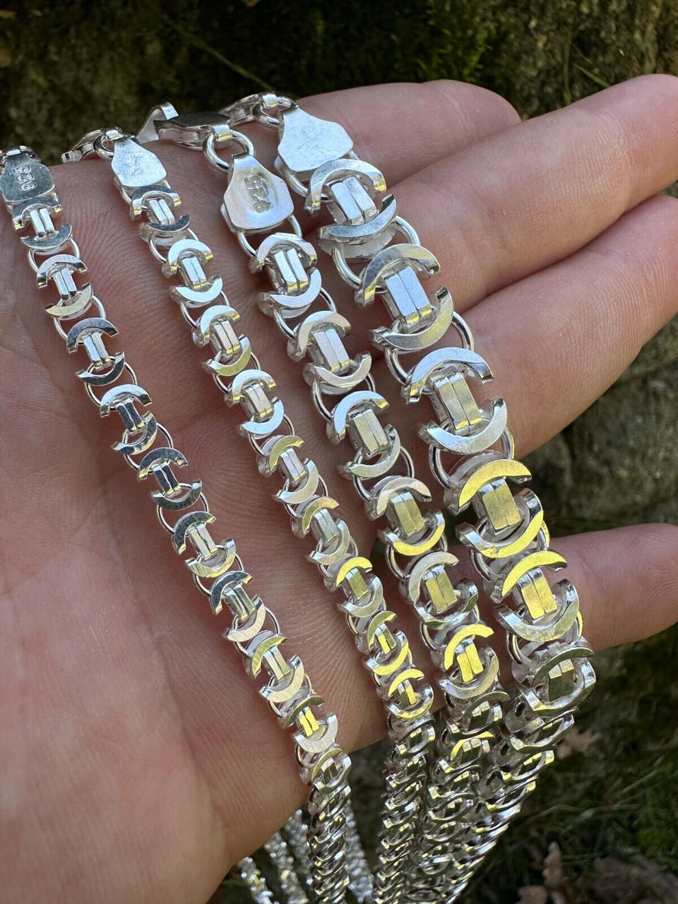 10mm Byzantine Chain Bracelet in Sterling Silver