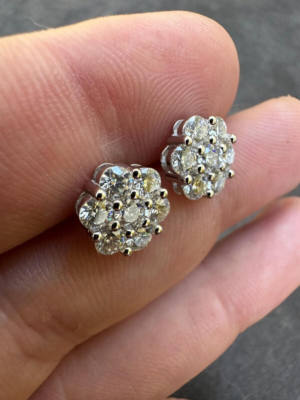 Victorian 14k Diamond Flower Cluster Stud Earrings 1ctw – A. Brandt + Son