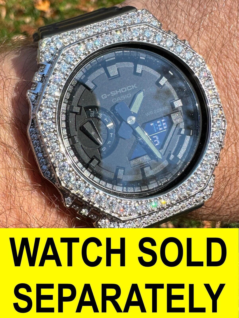 MOISSANITE Real 925 Silver Iced BEZEL Kit To Ice Out Casio G Shock ...