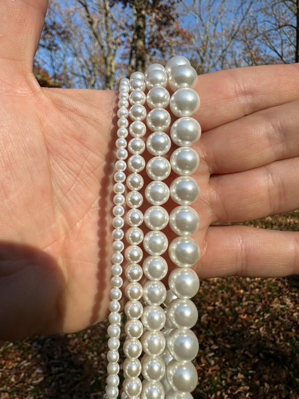 Cultured Pearl Necklace W. Real 925 Silver Clasp For Men Women 4-10mm All  Length