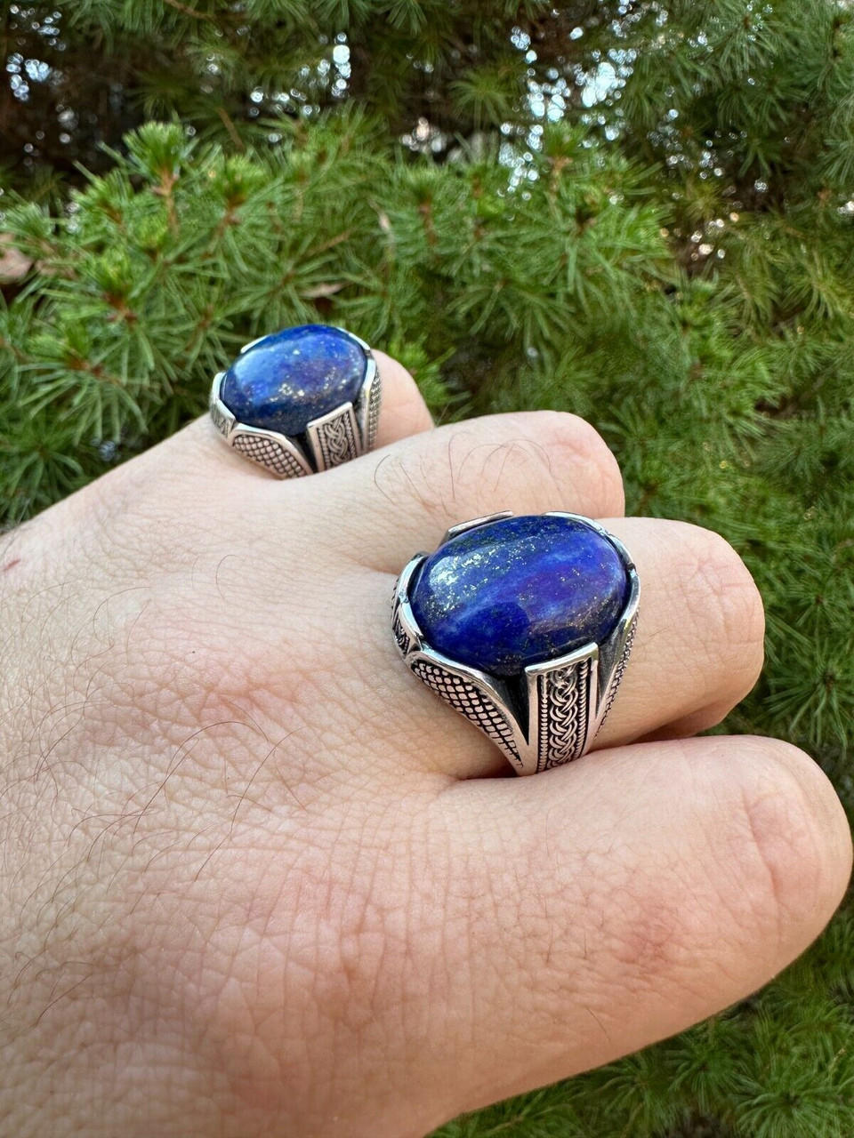 Lapis Lazuli Tungsten Ring – Copperbeard Jewelry
