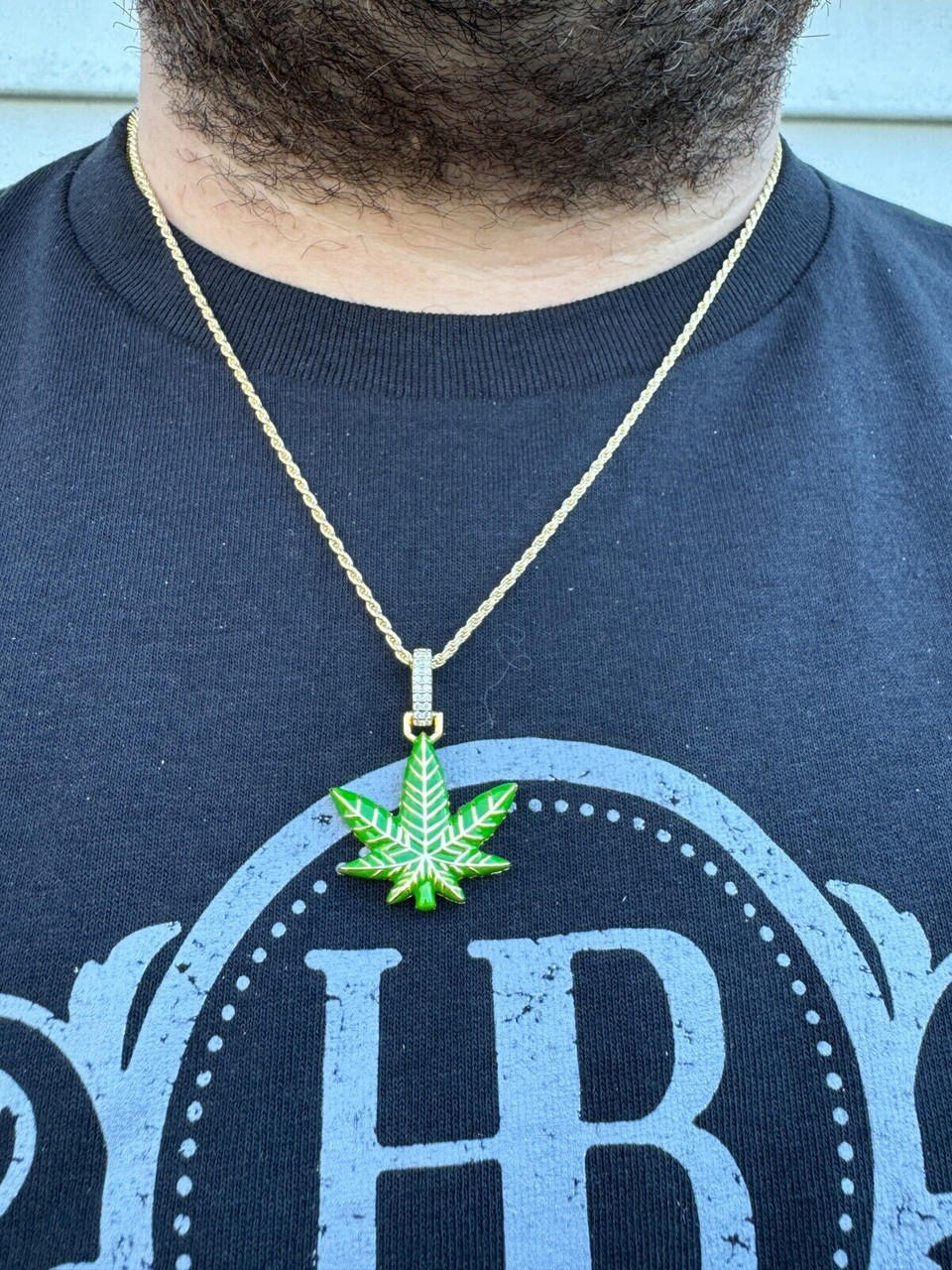 Silver Brass Marijuana Pendant Necklace