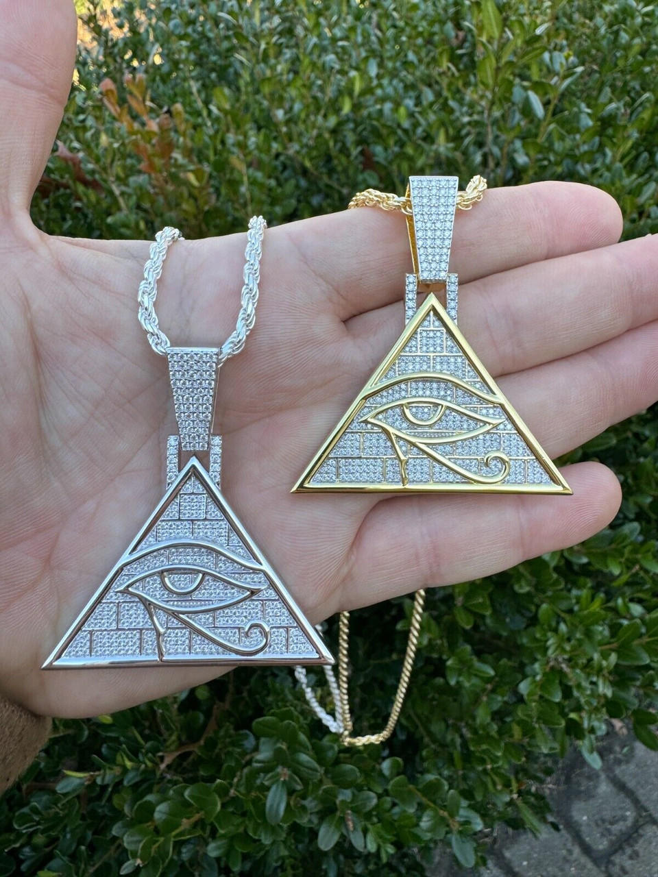 MOISSANITE All Seeing Illuminati Eye Masonic Pyramid Medallion