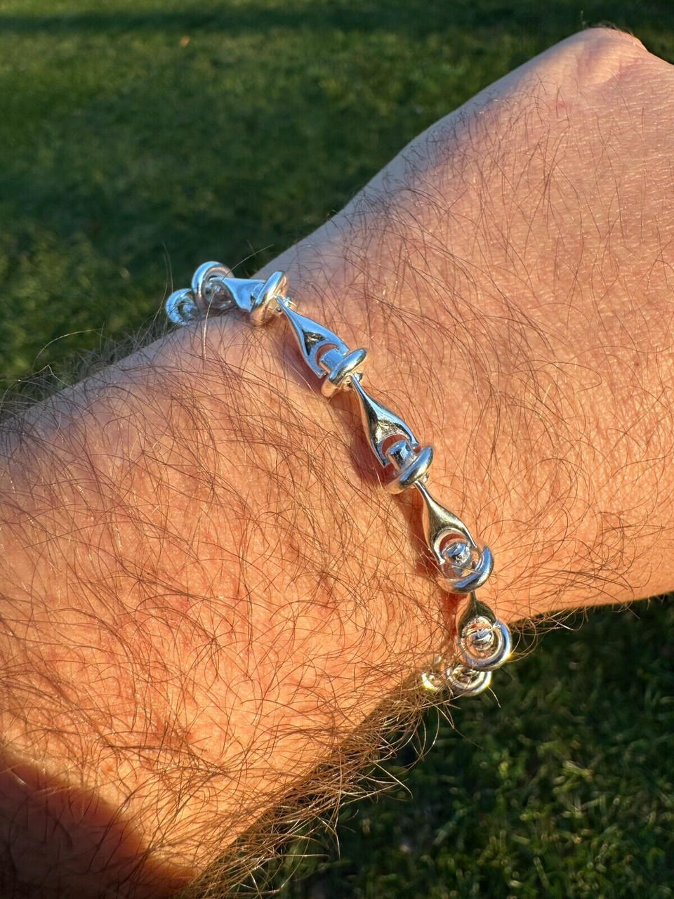 Real 925 Sterling Silver Mens Custom 8mm Barbed Wire Link Bracelet 