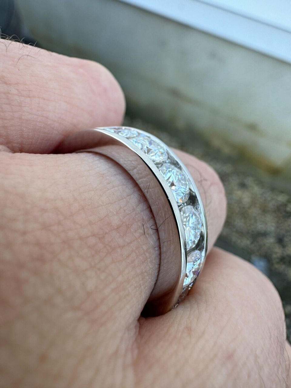 Channel set moissanite wedding on sale band