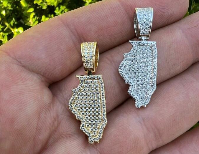 925 Silver Hip Hop Louisiana State Flag Shape Pendant Iced CZ Diamond in  2023