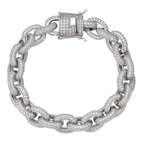 Mens Thick Hip Hop Rapper Rolo Bracelet Solid 925 Silver