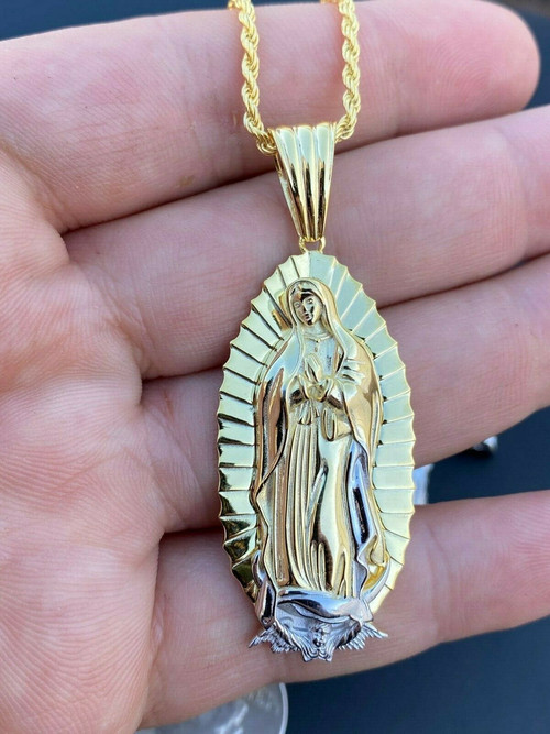 U7 Virgin Mary Necklace Gold / Platinum Plated Women/Men Christian Jewelry  Cross Medal Pendant Necklace | SHEIN USA