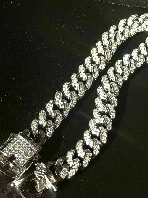 925 Sterling Silver 5 Mm Gourmet Cuban Link Stone Bracelet 