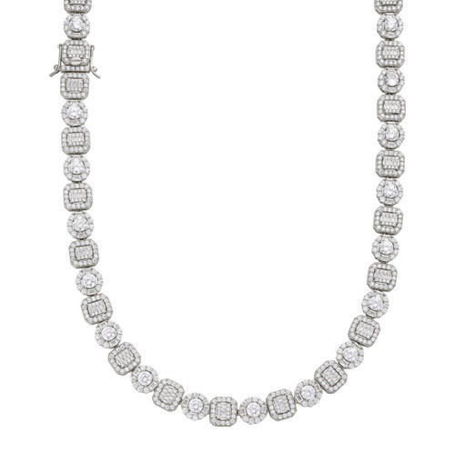 Men's Baguette Tennis Chain Real Solid 925 Silver Iced Fully