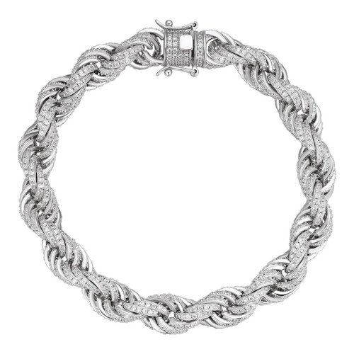 Men's 10mm Rope Bracelet Real Solid 925 Sterling Silver 20ct