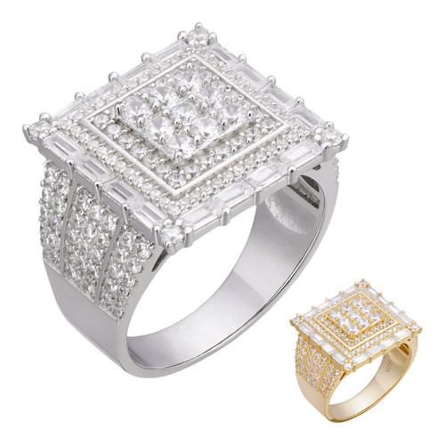 【King Ice】STERLING SILVER BAGUETTE-CUT PLATFORM RING (2色) Baguette-Cut Platform Ring | Sterling Silver Rings – King Ice