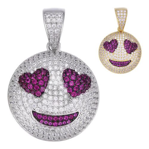 ☺︎love 925 Silver Hip Hop Smiling Face Heart Eyes Emoji Love
