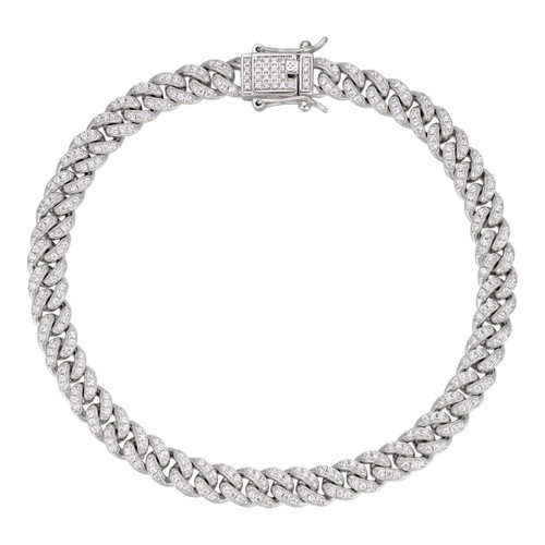 REAL 925 Sterling Silver 6mm Iced Miami Cuban Bracelet Men