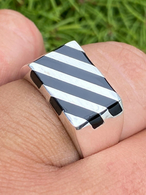 Amazon.com: Pinky Ring, Smaii Ring, Sterling Silver Signet Black Onyx Ring,  Square Seal : Handmade Products