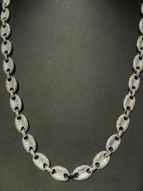Solid 925 Silver Men's Mariner Puffed Gucci Link Chain Icy Solid 925 Silver Men's Mariner Puffed Gucci Link Chain Icy