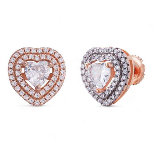 Rhinestone Heart Shape Stud Earrings For Women - Sparkly Crystal Wedding Prom Earrings, Lightweight Elegant Jewelry Gift For Her