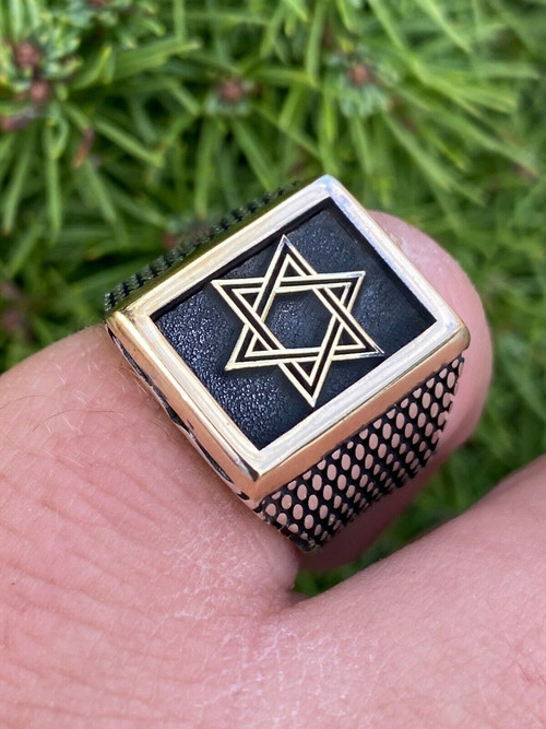 Mens 14k Gold & Real Solid 925 Sterling Silver Jewish Star Of