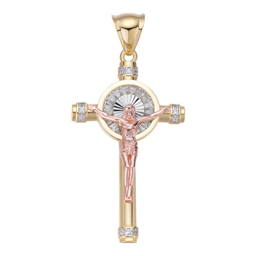 アクセサリー Chocolate Jesus CJ Logo pendant CZ Textured Face of Jesus Pendant 14K Tri-Color Gold