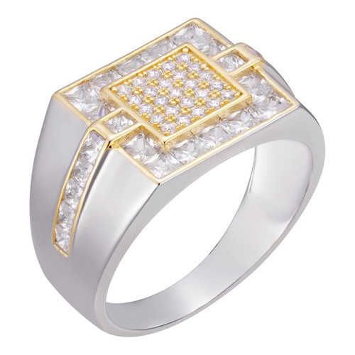 Mens Solid 14k Yellow Gold Vermeil 925 Sterling Silver Iced