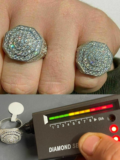 Real Solid 10k Gold Men's Hip Hop Iced Moissanite Ring - Passes Diamond  Tester