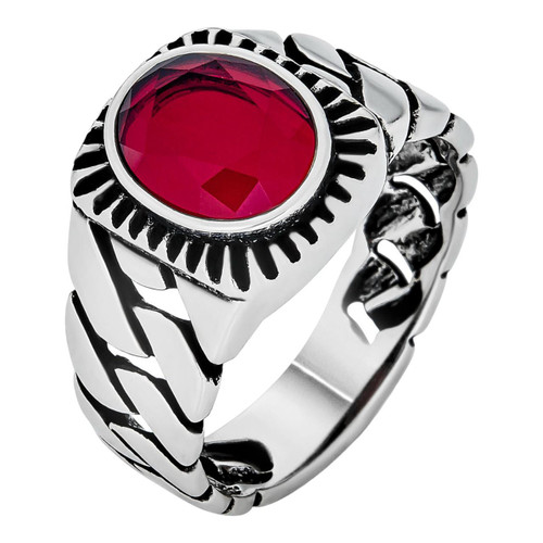 STERLING RUBY CHRON 美品 KARMA Artisan Crafted 2.35ctw Ruby (FF) Elongated Ring Sterling