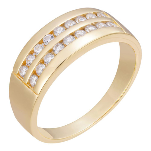 Real Solid 925 Silver 14k Gold Vermeil Diamond Ring Iced