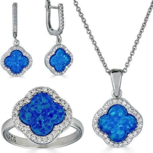 Blue Opal Long Teardrop Necklace- 925 Sterling Silver