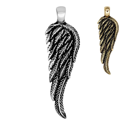 Real 925 Sterling Silver Angel Wing Feather Pendant Necklace