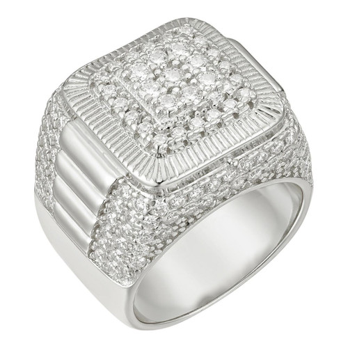 モジャRING Silver925 MOISSANITE Square Iced Out Ring - Moissanite Ring for Men