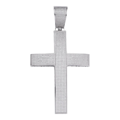 Men‚Äôs Real Solid 925 Silver Large Iced Cross 3ct Diamonds