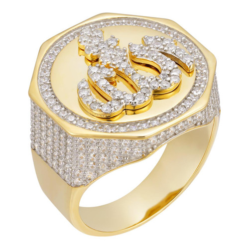 Real 14K Gold Vermeil 925 Silver Allah Islamic Arabic Ring