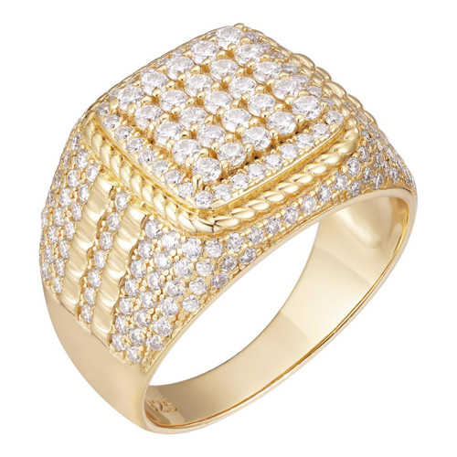 Real Mens Hip Hop Iced MOISSANITE Ring 14k Gold Vermeil Pass