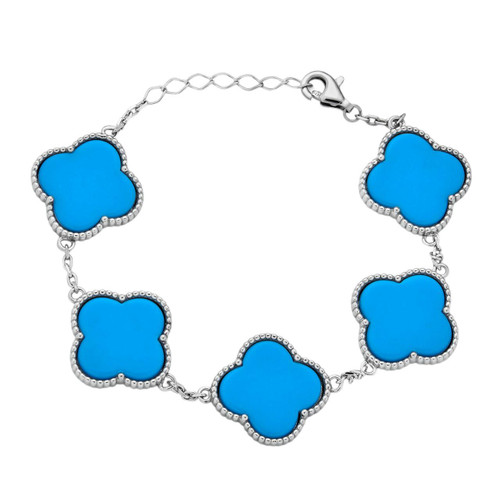 [TOWTOW ARCHIVE] FULL CLOVER BRACELET★5色 Real 925 Sterling Silver Blue Turquoise Four Leaf Clover