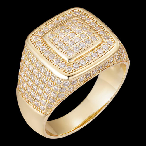 Wishrocks Men's Square Frame Moissanite Wedding Band - 2.10 Ct Lab-Created Diamonds In 10K/14K Solid Gold