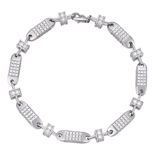 MOISSANITE Men's Bullet Chain Real 925 Silver Iced Flooded