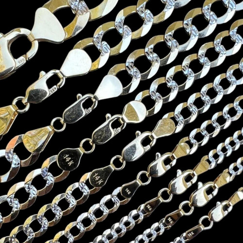 14k Real Gold Two Tone Diamond Cut Curb Miami Cuban Link