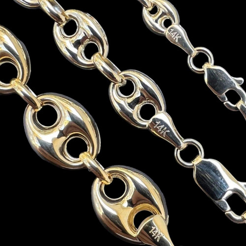 14k HOLLOW Real Yellow Gold Puffed Mariner Gucci Link Chain 5-9mm
