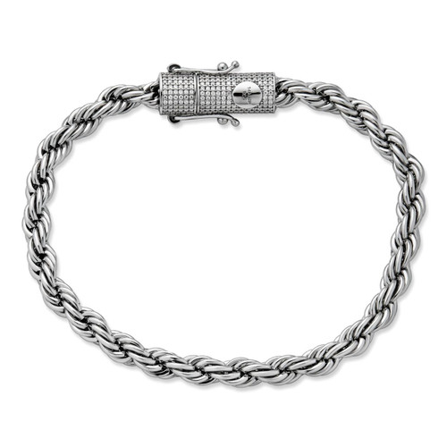 Iced MOISSANITE Clasp 925 Silver & Stainless Rope Bracelet 4-6mm