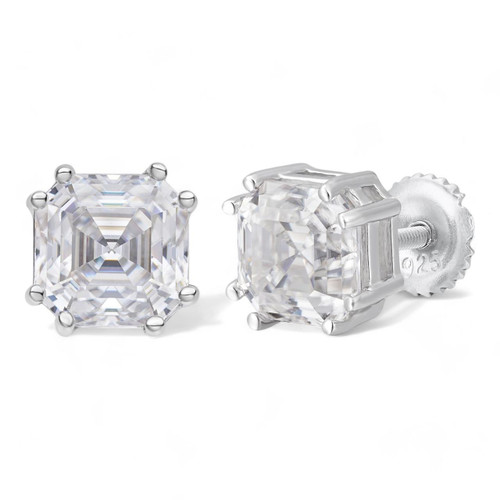 【HYERES LOR】25SS★ Silver (W) Moissanite 1Touch Earrings harlembling-moissanite-asscher