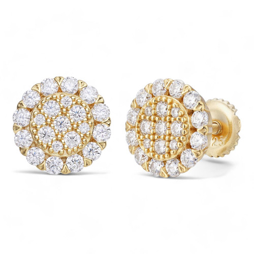 MOISSANITE Real 925 Silver 14k Gold Plated Iced Cluster