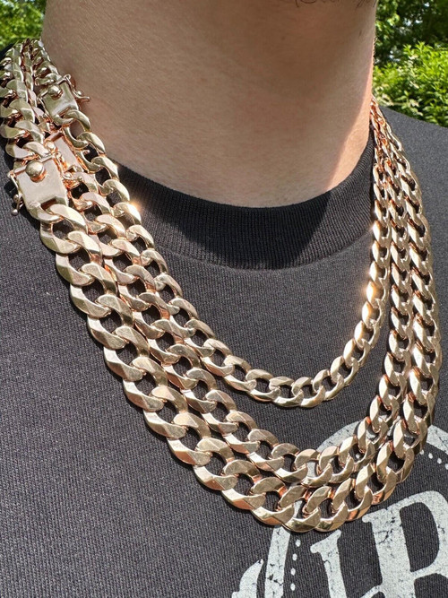 7mm Cuban Chain Necklace 585 Rose Gold Color – Trendsmax