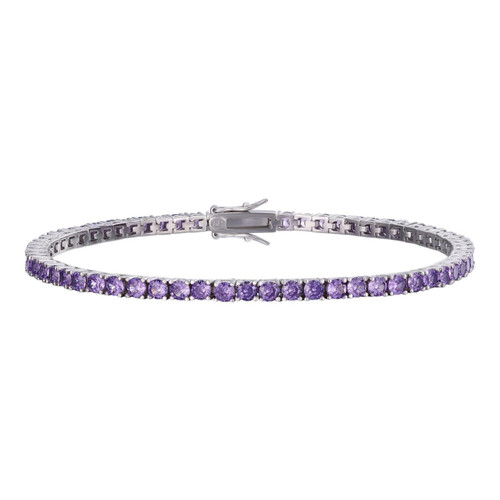 【BLACKPURPLE】Black Purple Sigma Tennis Cubic Bracelet harlembling-3mm-purple-cz-