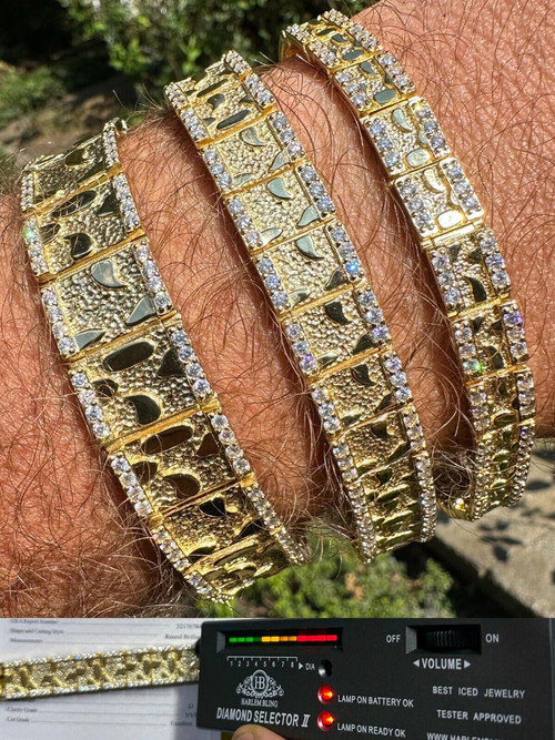 10k Yellow Gold 15mm Nugget Bracelet 8 inches - BVG069 | JTV.com