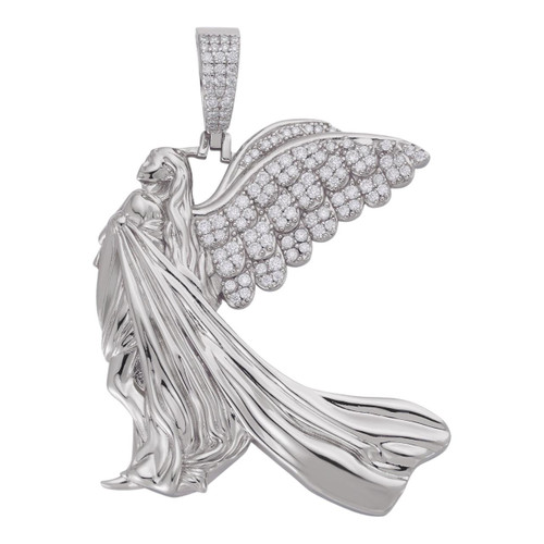 [WING BLING] silver925 Moissanite 1ct Necklace/追跡付 Moissanite Guardian Angel Wing Pendant Real 925 Silver Iced