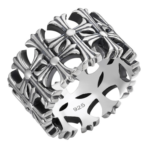 Ring - 925 Silver Oxidized - Plain Chrome Hearts Cross Ring
