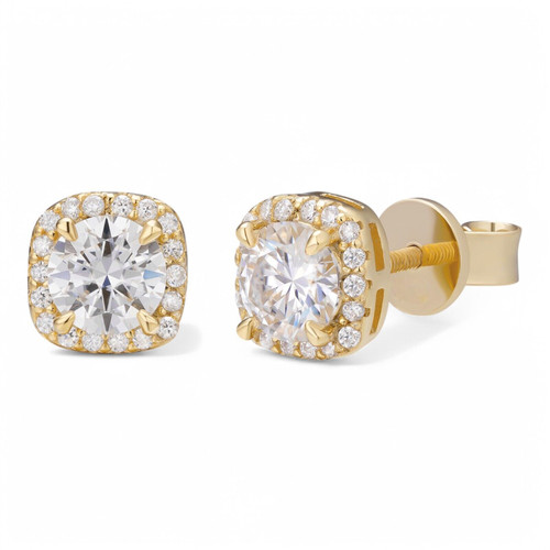 MOISSANITE Iced Out #1 Bestseller Square Halo Set Stud Earrings