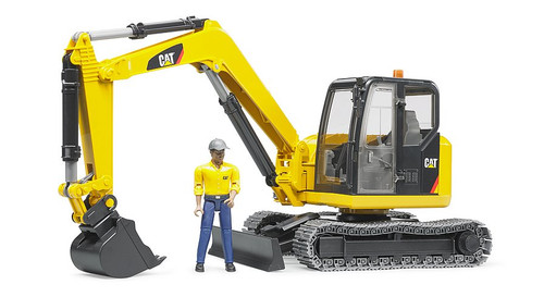 CAT Mini Excavator with Worker