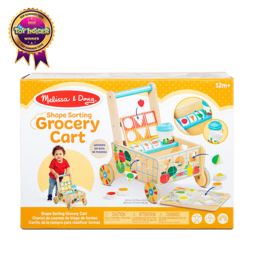 Wooden Shape Sorting Grocery Cart 